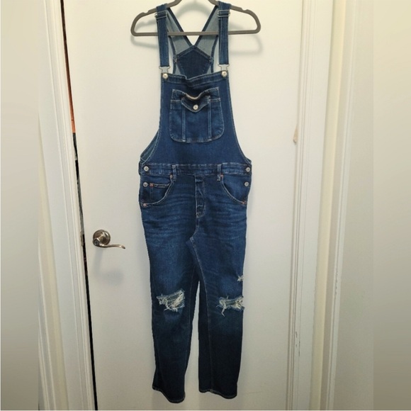 American Eagle Outfitters Overalls Women Sz Small Distressed TomGirl Medium Wash - Picture 1 of 9